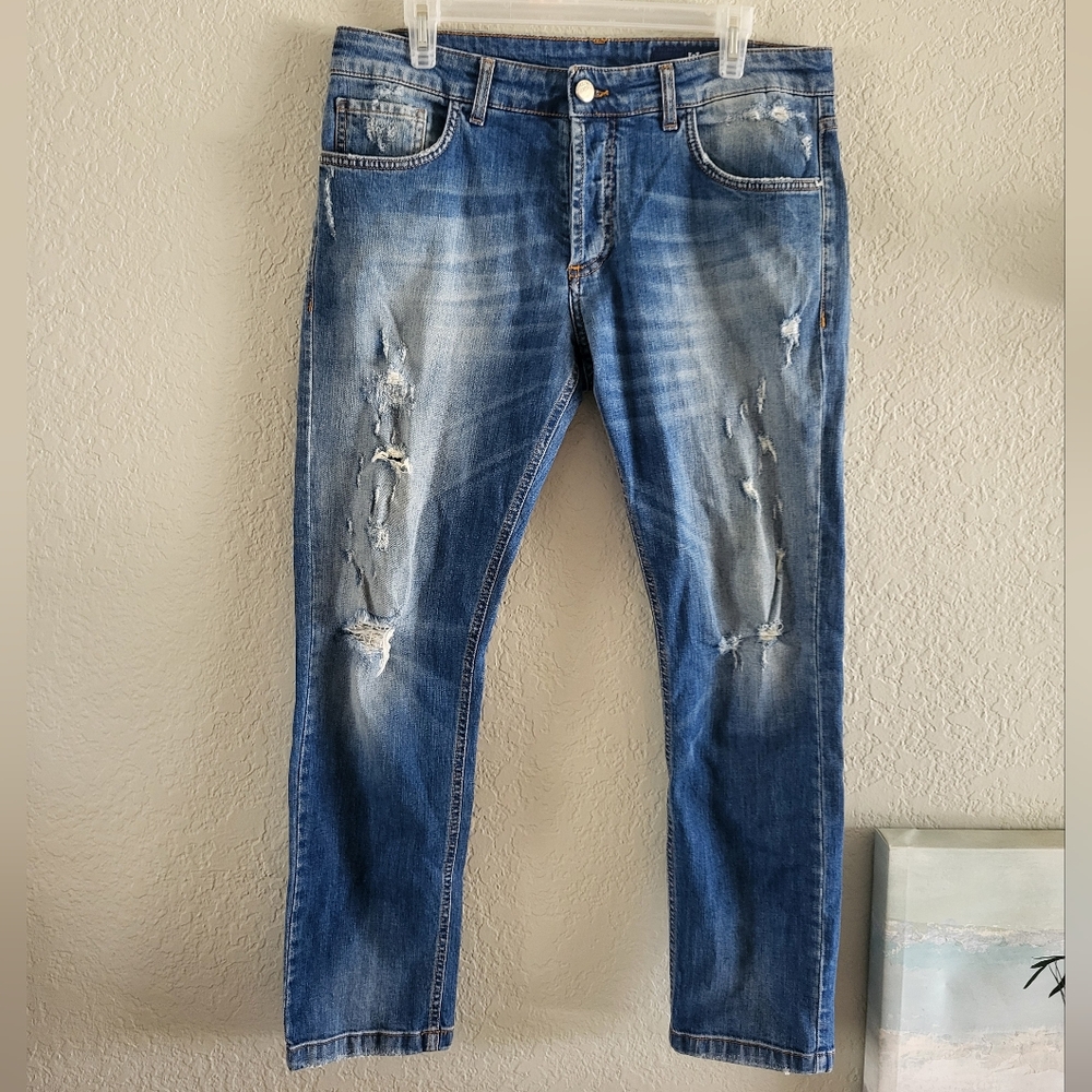 ENTRE AMIS Distressed Jeans Button fly US 34 Made in Italy